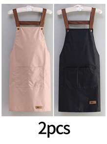 Waterproof And Oil Resistant Canvas Apron ,Adjustable Waistband, Breathable Fabric, New Kitchen Home Cooking Oil And Stain Resistant Apron, Wear Resistant,Kitchen, Bathroom, Family, Household Products,With Pockets , Multi-Purpose, Suitable For Coffee Bars And Restaurants