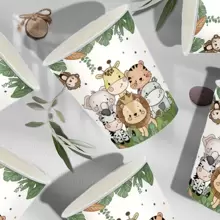 10pcs/20pcs Jungle Animal Themed Disposable Paper Cups, Cartoon Forest Animal Pattern One-Time Party Cups, Suitable For Birthday Parties, Family Gatherings, School Reunions, Outdoor Picnics - Multicolor - View 6