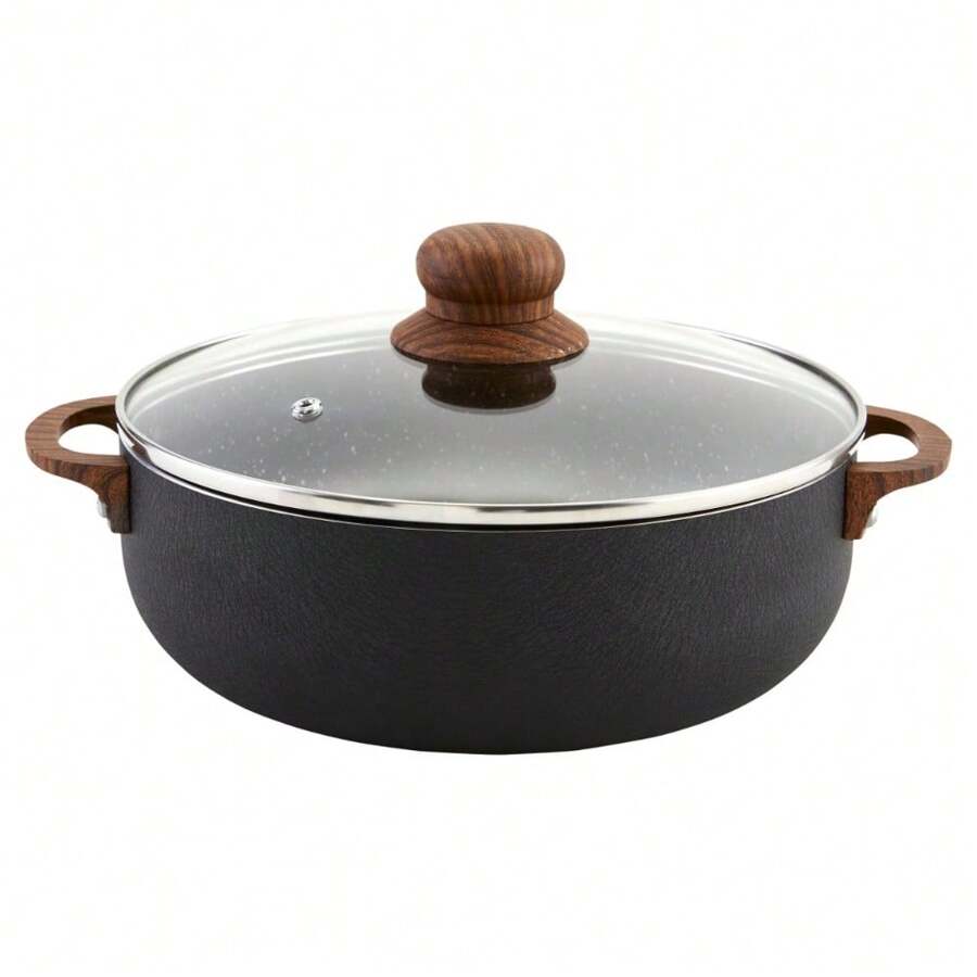 Imusa 13.5 Quart Aluminum Black Stone Nonstick Caldero With Glass Lid & Woodlook Handles - 13,5qt - Xem 1