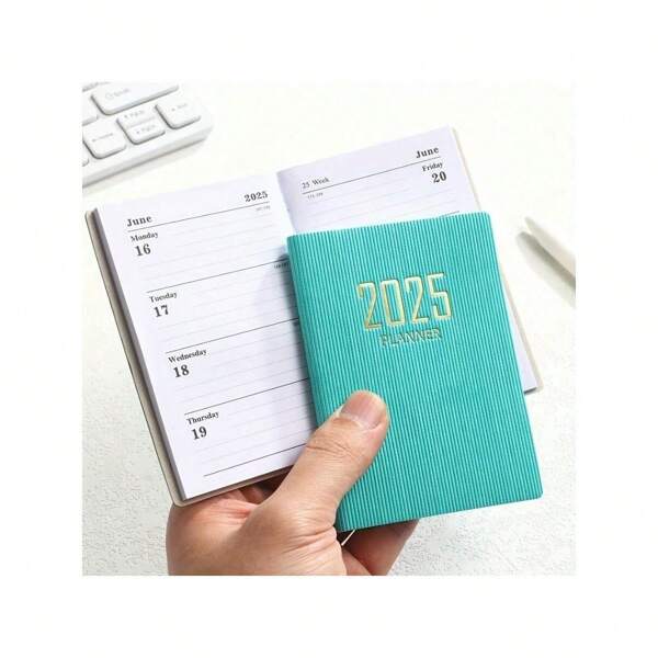 1pc A7 Size 2025 British Style Calendar Notebook, 365 Days Daily Planner Yearly Agenda, Mini Portable Pocket Diary School Supplies, Back To School