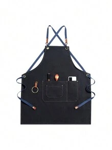 1 件带口袋的个性化刺绣帆布围裙，个性化男女无袖围裙，定制刺绣围裙，调酒师围裙，酒吧围裙，家居礼品，厨房烹饪防尘围裙，送给他/她的礼物，周年纪念围裙 - 彩色 - 查看 7