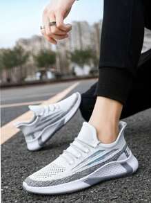 Tenis deportivos para hombre, Zapatillas de entrenamiento, Calzado ligero de malla transpirable, Tenis negros con diseño moderno, Zapatos casuales y deportivos, Tenis con suela antideslizante, Calzado para correr y gimnasio, Zapatillas de deporte para hombre, Altamente duraderas,Comodidad para todo el día - Blanco - Ver 9