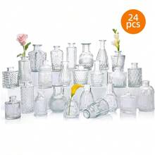 Tomnk 12/24/30/64pcs Bud Vases For Flowers, Small Vases For Centerpieces, Vintage Clear Glass Vases For Home Table Decor Rustic Wedding Decorations - Clear - View 12