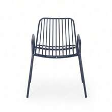 OMAHA Modern Matte Black Outdoor Chairs Set Of 2, Stylish Design With Rounded Edges And Parallel Lines, Sturdy Iron Frame, Perfect For Patio, Garden, Balcony, Or Outdoor Dining Spaces, Easy To Maintain And Weather-Resistant, Great For Christmas Decorations, Holiday Dining, And Home Decor, Better Furniture,Yifei Store