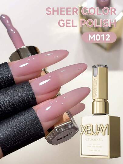  XEIJAYI 1瓶装15毫升指甲油 - 果冻冰透明裸色，可剥离UV/LED灯固化，不含甲醛，椭圆形，亮面，纯色图案，适用于美甲沙龙和DIY美甲