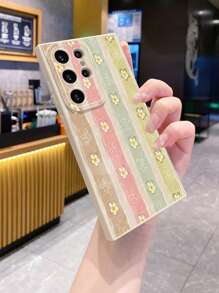 Ốp điện thoại họa tiết hoa sọc, chống rơi vỡ, tương thích với iPhone/Galaxy/Infinix/Redmi/OPPO/VIVO/Realme, phiên bản quốc tế, không phải phiên bản nội địa. - Màu be - Xem 5