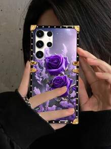1 Pc Purple Rose Bouquet Pattern Brand Rectangle Mobile Phone Case,International Version, Not The Domestic Version - Purple - View 7