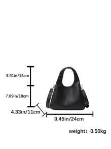 Bolso de mujer de estilo cubo, diseño elegante y minimalista, gran capacidad, color caqui, estilo de bandolera - Negro - Ver 8