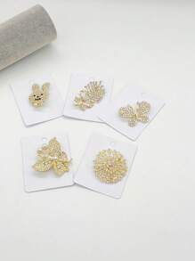 2 Pecas Broche De Strass De Dourado.Modelos Aleatorio - Dourado - Visão 2