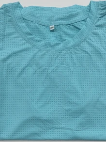 COLD MESH T-SHIRT ROUND NECK POLYAMIDE FITNESS SPORTS - 淺藍色 - 查看 2