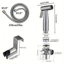 马桶喷头 - 带水龙头分流器、59 英寸软管和连接件，适用于厨房或浴室水槽，浴室配件，浴室工具