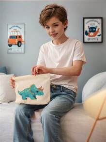 1 Stück süße Cartoon Dinosaurier Muster bedruckter Kulturbeutel, Reisetasche für Strand, Schwimmbad, Bademode, Reise Organizer, Kosmetiktasche, Make-up Tasche, Make-up Beutel, Waschbeutel mit großer Kapazität für Lippenstift, Pinsel, Hautpflege, Handy, Münzen, kleine Artikel, Mehrfachverwendung für Zuhause, Geschenk, Urlaub, Fest, Teenager, Schule, Schulanfang Bedarf, Kosmetikaufbewahrung, Wohnheim Wesentliche