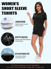 TELALEO 5 Pack Workout Tops For Women Short Sleeve Athletic T Shirts Quick Dry Tennis Yoga Running Crew Neck Tee - 彩色 - 查看 5