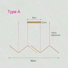 1 pieza Lámpara colgante LED moderna, Luminaria colgante de metal lineal con pantalla de acrílico blanco, Lámpara colgante de barra larga, Luz colgante de isla de techo para comedor (Dorado)