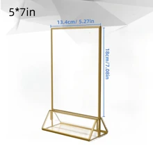 12pcs/6pcs/3pcs Acrylic Transparent Menu Card Holder, Gold Framed Table Number Sign, Double-Sided Gold Photo Display Frames, Suitable For - Wedding, Rehearsal Dinner, Engagement Party, Anniversary, Birthday, Bridal Shower, Coming Of Age Ceremony, Corporate Party Or Any Special Occasion! - 彩色 - 查看 11