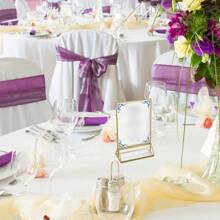 12pcs/6pcs/3pcs Acrylic Transparent Menu Card Holder, Gold Framed Table Number Sign, Double-Sided Gold Photo Display Frames, Suitable For - Wedding, Rehearsal Dinner, Engagement Party, Anniversary, Birthday, Bridal Shower, Coming Of Age Ceremony, Corporate Party Or Any Special Occasion! - 彩色 - 查看 6