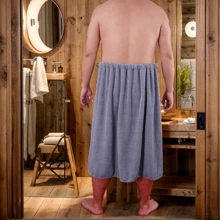 1 pezzo Accappatoio da uomo, con tasca, in velluto corallo spesso, assorbente, ad asciugatura rapida, non produce lanugine, indumento da casa, regalo di San Valentino, compleanno, per ragazzo/ragazza, ritorno a scuola - Multicolore - Visualizzare 6