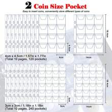 1 pieza Álbum colector de monedas - 20 páginas 360 bolsillos para almacenamiento de monedas, libro colector de monedas para coleccionistas, insignias pequeñas, sellos - Multicolor - Ver 4