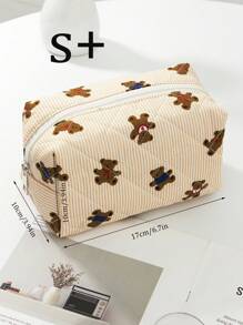 1 pièce/set Sac cosmétique multifonctionnel grande capacité avec motif mignon d'ours beige, sac de maquillage de voyage, sac de maquillage pour filles, sac portefeuille de retour à l'école portable pour le stockage des cosmétiques, pinceaux, téléphone portable, pièces, petits articles, à utiliser à la maison, en voyage, en vacances et à l'école. Sac de maquillage, sac de soins de la peau, sac de toilette, sacs de rangement, essentiels de voyage, essentiels de croisière, essentiels de dortoir, cadeaux pour les demoiselles d'honneur, cadeaux pour maman, cadeaux d'anniversaire, cadeaux pour les amis et les enseignants, décoration de la maison, salle de bain, salon, chambre à coucher, organisateur de salle de bain, organisateur de bijoux, organisateur d'huile à lèvres, organisateur de vernis à ongles, organisateur de maquillage, étui à maquillage, fournitures scolaires, produits essentiels pour les vacances, sac à cosmétiques, sacs à maquillage, organisateur de maquillage d'hiver, rangemen