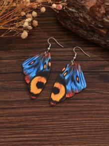 Butterfly Wing Drop Earrings - Multicolor - View 5