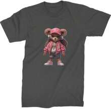 Pink Female Urban Graffiti Bear  Mens T-Shirt