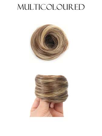 2 tums syntetiskt hårbullehårbulle, syntetiskt sidenhårbulle med rak loop, syntetiskt hårförlängning, hårbullar, lämplig för alla kvinnors dagliga användning, lätt att bära!