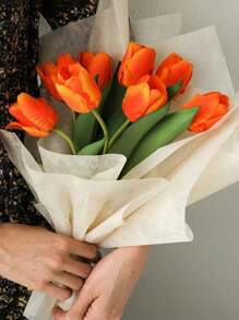 10 piezas de 48*48 cm Papel de seda artesanal DIY para ramos de flores, envoltura para regalos de boda, cumpleaños, Día de la Madre, San Valentín, con forro de algodón para arreglos florales