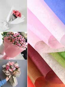 10 piezas de 48*48 cm Papel de seda artesanal DIY para ramos de flores, envoltura para regalos de boda, cumpleaños, Día de la Madre, San Valentín, con forro de algodón para arreglos florales