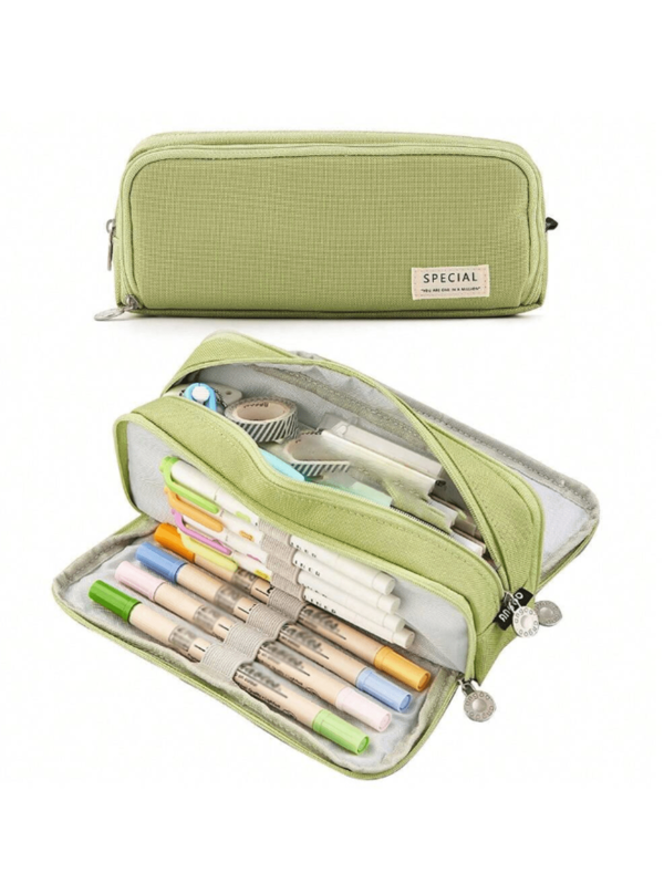 Estojo de Lápis de Tecido de Grande Capacidade, Estojo de Caneta de Dois Lados/Estojo de Lápis, Escola/Escritório/Faculdade, Material Escolar Volta às Aulas