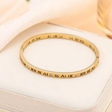 Roman Font Bracelet For Women Fashion 18K Stainless Steel Non-Fading Bracelet - Vàng - Xem 2