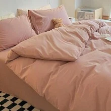 Pink Classic Minimalist Style - Multiple Sets And Sizes Available - Solid Color Bedding, Suitable For Dorms, Apartments, Hotels, Vacation Homes - Soft And Skin-Friendly - All-Season Use, Easy To Carry - Holiday Gift - Art Fans - View 5