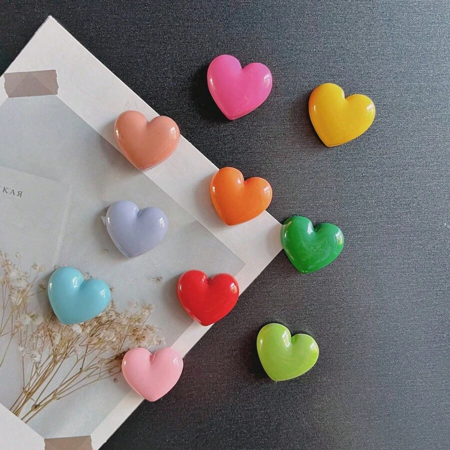 5/10 pièces Aimant réfrigérateur en forme de cœur de couleur Morandi, fixation de photos et messages, décoration de la maison - Multicolore - Voir 1