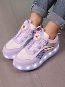 1 双儿童时尚 LED 发光鞋，经典学生溜冰鞋，USB 充电溜冰鞋，低帮溜冰鞋，青少年透气户外运动鞋，适合所有季节 - 紫色 - 查看 4