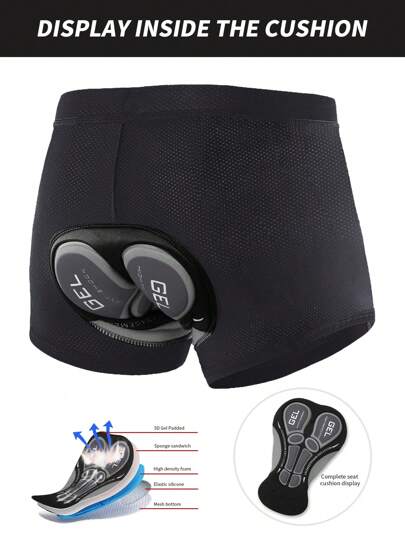 Men's Comfortable Cycling Underwear, High Elastic, Breathable Compression Shorts With Padded Seat, Outdoor Sport, Fitness, Road Cycling Equipment, All Seasons