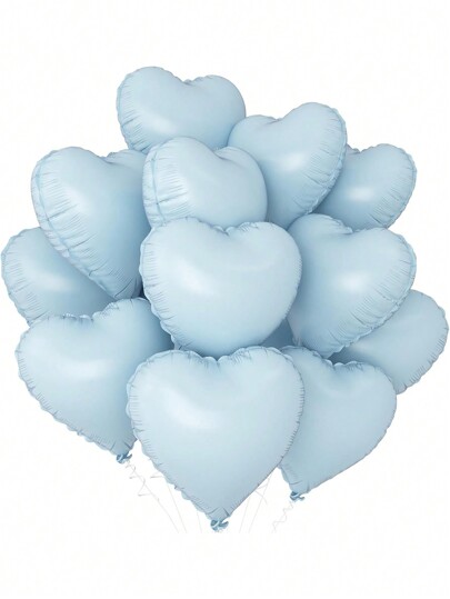 5/10pcs Light Blue Heart Shaped Balloons, Blue Heart Foil Balloons, 18 Inch Light Blue Helium Balloons, Suitable For Baby Shower, Birthday, Anniversary, Wedding Party, Mother's Day And Other Occasions