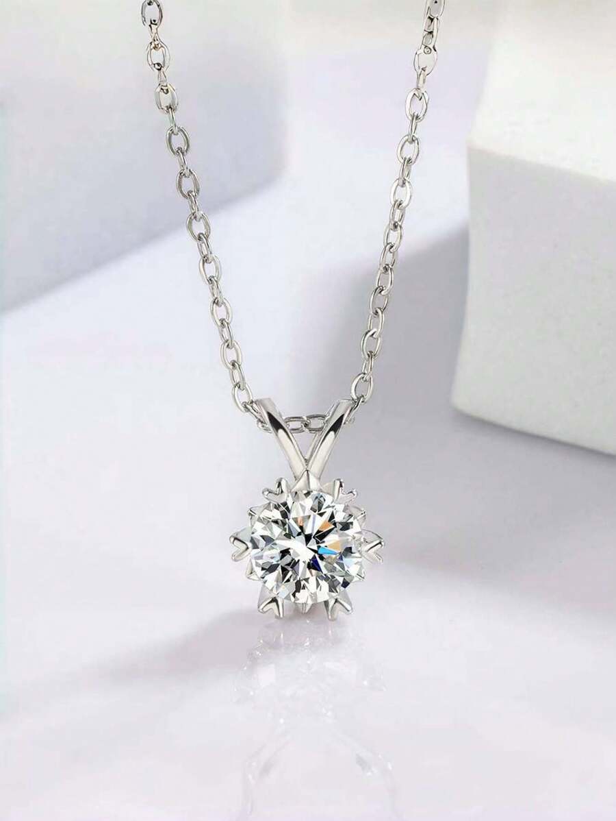 奢华 3 克拉焦糖莫桑石雪花六爪吊坠项链，女士款 - 优雅精致珠宝