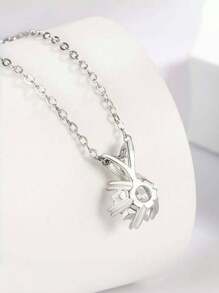 奢华 3 克拉焦糖莫桑石雪花六爪吊坠项链，女士款 - 优雅精致珠宝 - 銀色 - 查看 5