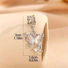 1 Máy Tính Nhiều Màu Sắc Bướm Hồng Hình Trái Tim Nơ Khảm Kim Cương Giả Tự Làm Mặt Dây Chuyền Cho Vòng Tay Hoặc Vòng Cổ, Lễ Tình Nhân Phụ Kiện - Nhiều màu - Xem 3