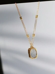 VceTd 1 件优雅不锈钢项链，带椭圆形亮片和玫瑰花装饰，适合女性在各种场合佩戴或作为情人节礼物