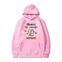 Cotton Sweatshirt Printed With Couple Design "CONNECT" - Pink - View 1