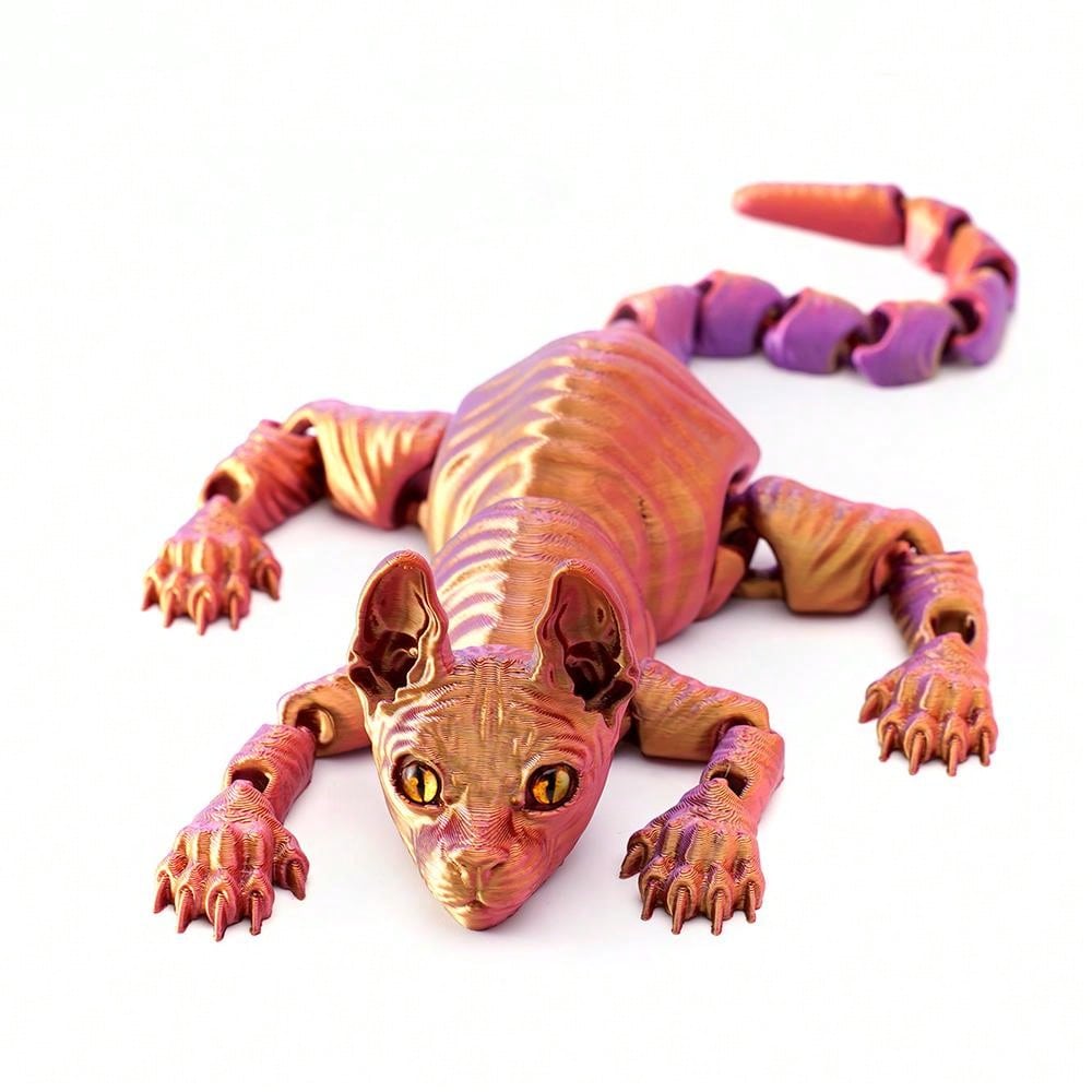 Figura De Gato 3D Impreso En PLA – Decoración Articulada Y Desestresante Para El Hogar, Oficina O Auto, Regalo Ideal Para Amantes De Los Gatos