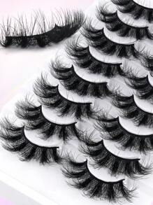 MAGEFY 1/8 对 D 卷曲交叉假睫毛簇状蓬松全条，2 种款式可供选择，湿润仿貂皮睫毛蓬松凌乱睫毛延长化妆时尚长浓密自然卷曲湿假睫毛，假睫毛派对日常化妆假睫毛，3D 假睫毛自然假睫毛戏剧性浓密假睫毛化妆睫毛延长，自然逼真睫毛全条睫毛持久纤长浓密流行化妆美容工具﻿