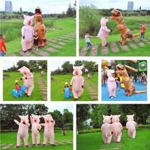 1 Stück aufblasbares Erwachsenen Maskottchen Kostüm rosa Schwein, Weihnachts Cosplay Kostüme für Mann Frau Tier Party Rollenspiel Kostüm ohne Batterie