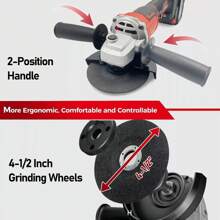 Cordless Angle Grinder For Milwaukee 18V Battery, Angle Grinder With 11000 RPM Brushless Motor, 3 Variable Speeds Grinders For Cutting, Griding, Polishing. - US A Type Plug(110-127V) - View 9