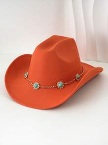 1pc Silvery Metal Butterfly Felt Cowgirl Hat, Fashionable , Suitable For Western-Style Outfits And Occasions Like Western Themed Events, Music Festivals