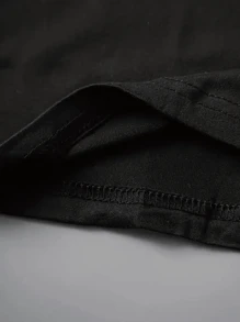 "Grammy" Printed T-Shirt With Leopard Print Heart Pattern - Comfortable Casual Breathable Women's Top T-Shirt - màu đen - Xem 4