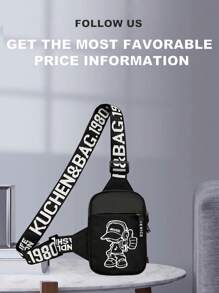 peach tree 男士小方形胸包、斜挎包、腰包、单肩包、跑步包、骑行包、时尚纯色简约卡通、宇航员、涂鸦印花运动街头商务休闲包趣味礼品胸包侧包挎包皮包流浪包旅行必备品节日必备品腰包夏季运动生活包包 - 彩色 - 查看 9