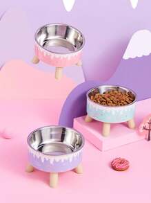 1 Stück Eis-Muster Erhöhter Napf mit Nackenstütze für Haustiere, rutschfeste und verschüttungssichere Hochleistungsfutter- und Wasserschale für Hunde & Katzen - Verschiedenfarbig - Übersicht 2