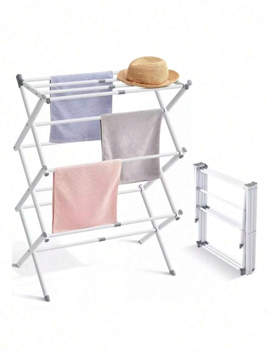3 Tier Foldable Clothes Drying Rack, Expandable Clothes Drying Rack.