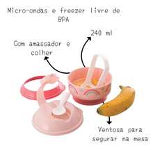 Pote para papinha com amassador colher bebe alimentos frutas 200ml